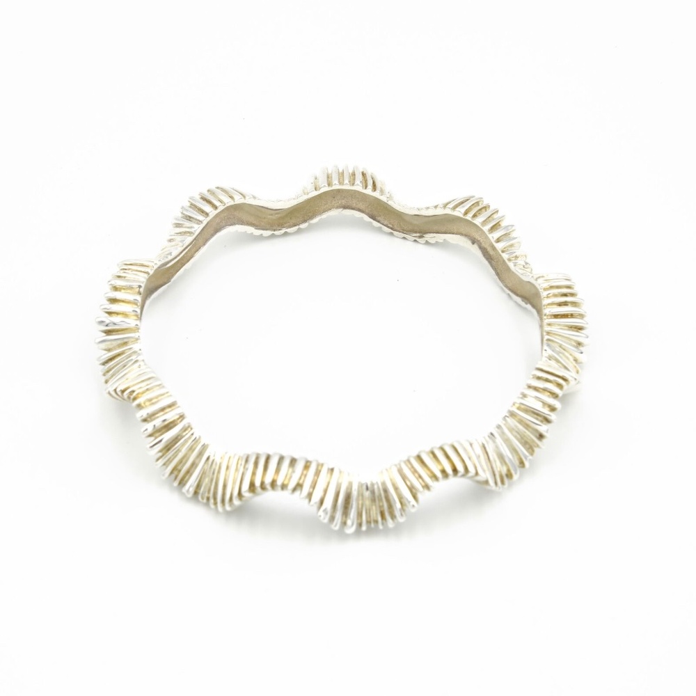 Tiffany & Co. Sterling Silver Ribbed Groove Band Bangle Bracelet